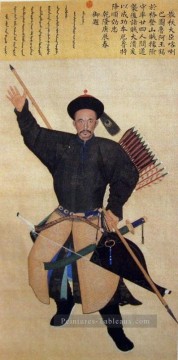  ancien - Ayuxi mandsch Ayusi un officier de l’armée Qing lang brillant vieux Chine encre Giuseppe Castiglione ancienne Chine à l’encre